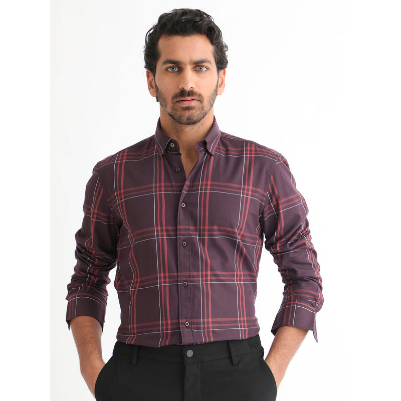 Rare Rabbit Juba Dark Maroon Casual Shirt (M)