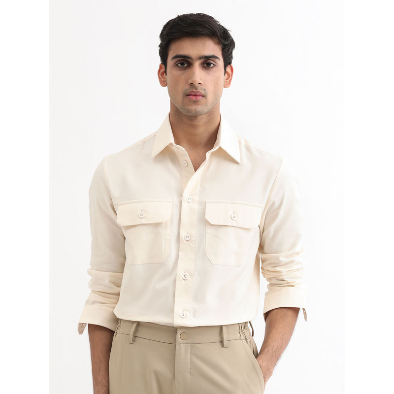 Rare Rabbit Lamplit Primary Off White Casual Shirt (L)