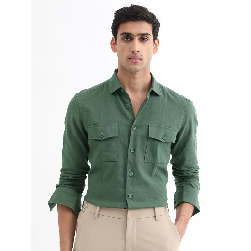 Rare Rabbit Lang Dark Green Casual Shirt (2XL)