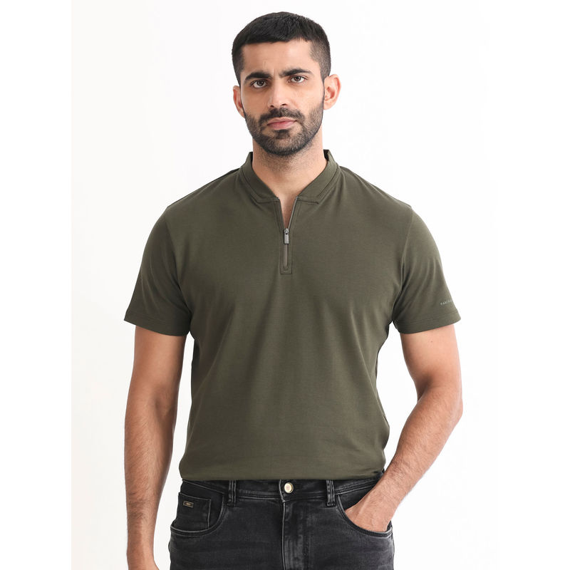 Rare Rabbit Temper Primary Olive Polo T-Shirt (M)