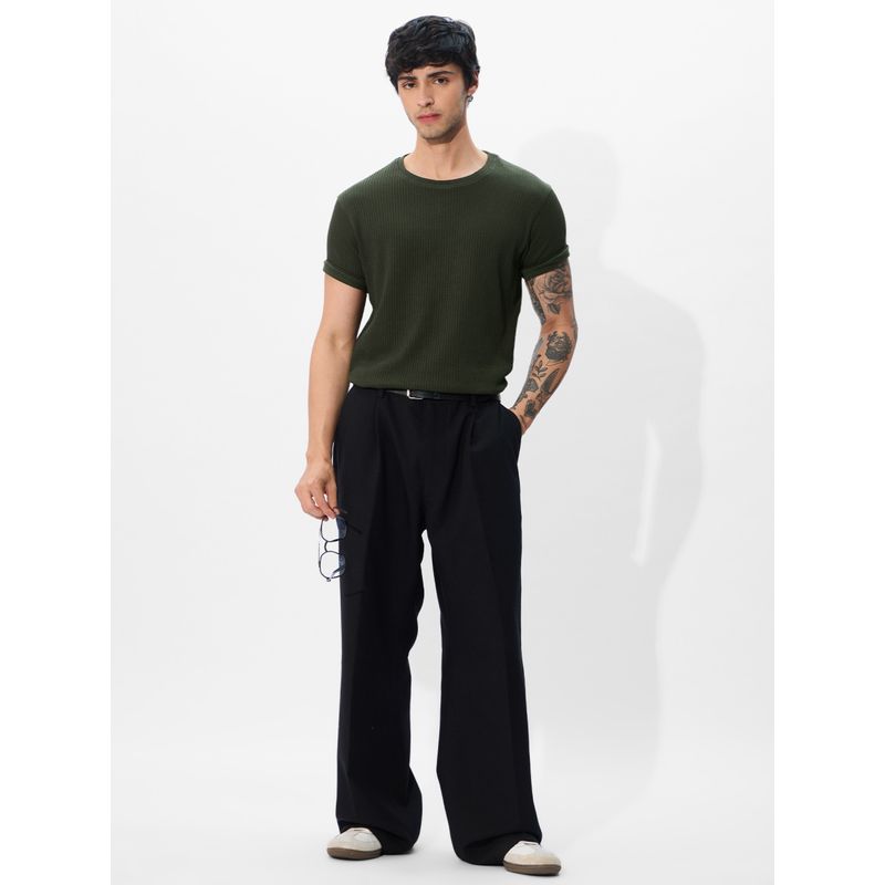 The Souled Store Originals Solids: Olive Men T-Shirt (L)