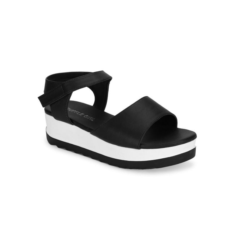 Truffle Collection Black Solid Sandals (UK 4)