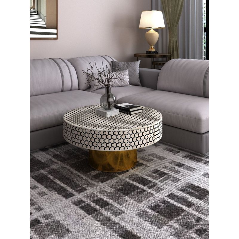 CasaGold Targua Bone Inlay Round Coffee Table (S)