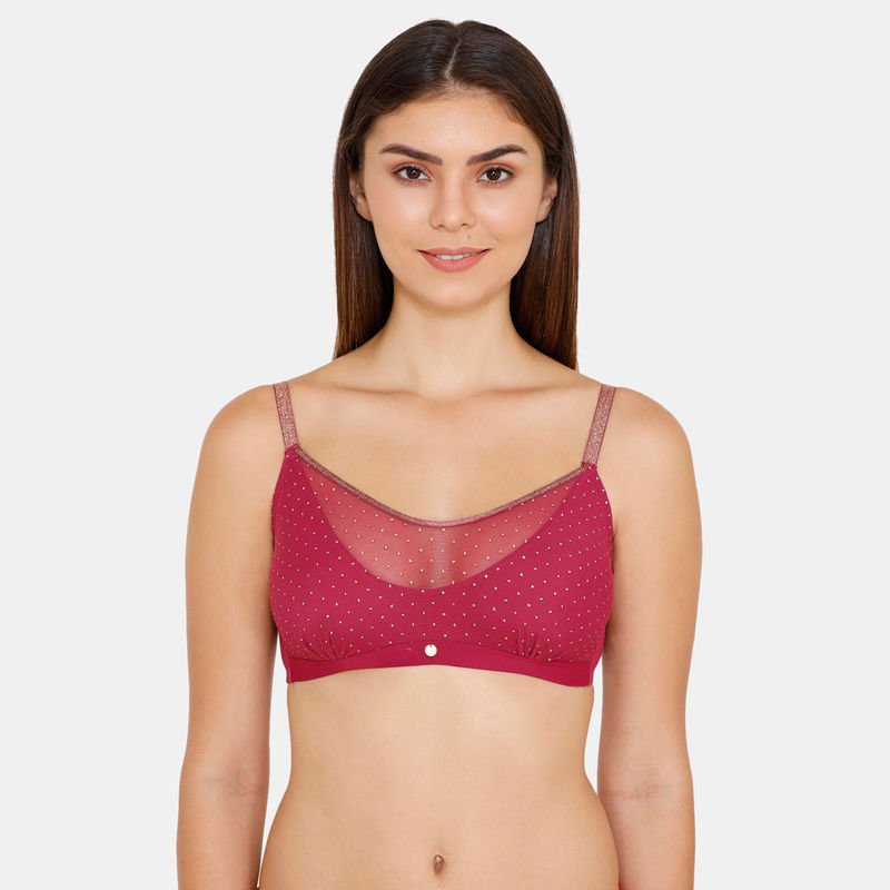 Zivame Ornate Glitz Non Padded Glitter Strap All Day Bra - Wine (38C)