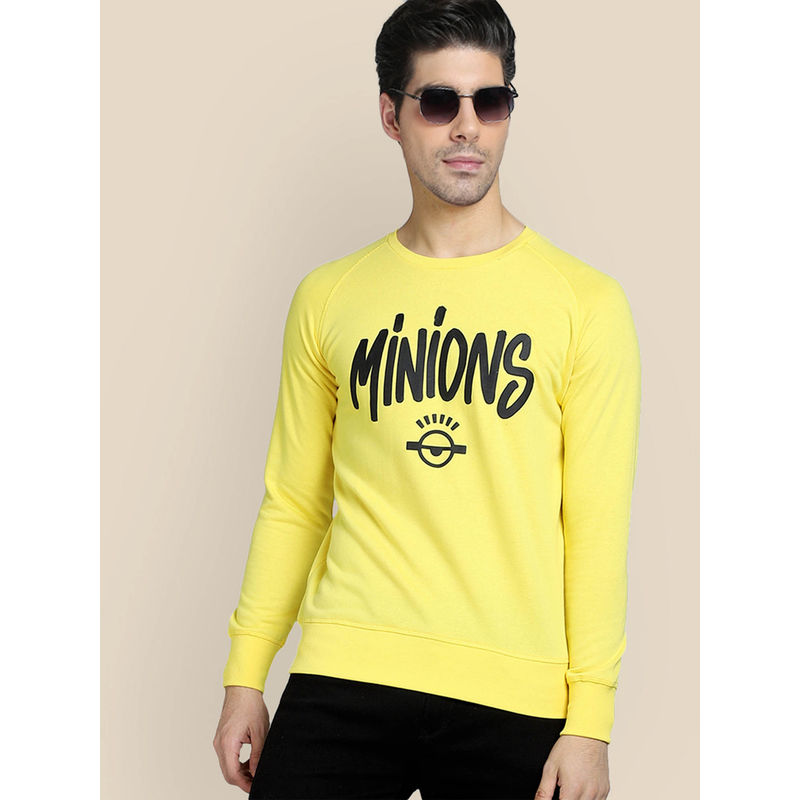 Free Authority Mens Minions Solid Yellow Sweatshirt (S)