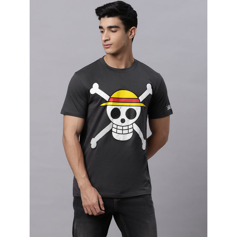 Free Authority Mens One Piece Printed Grey T-Shirt (S)