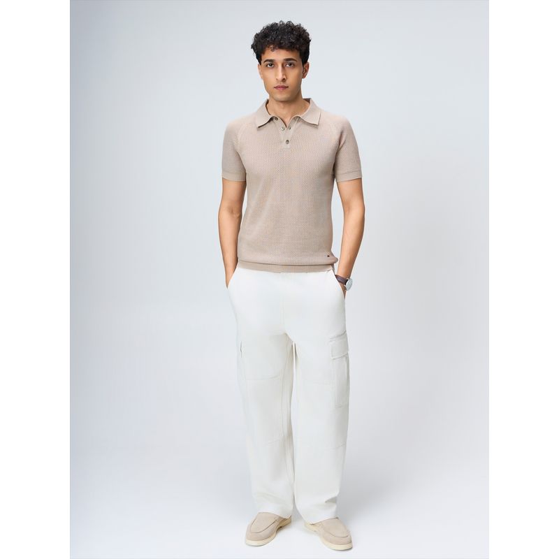 House of Namah Natural Aeroluxe Cotton Regular B-Polo T-Shirt (XS)