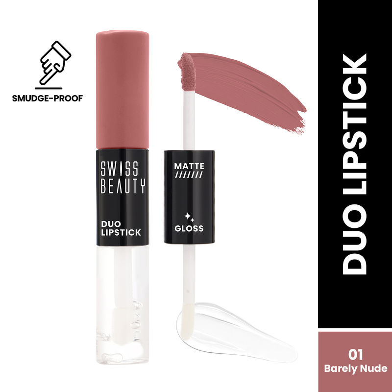 Swiss Beauty Duo Matte Liquid Lipstick - 01 Barely Nude
