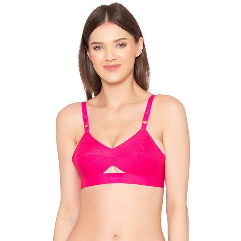 Groversons Paris Beauty Women's Cotton Non-Padded Wireless Super Lift Full Coverage Bra - Pink (30B)