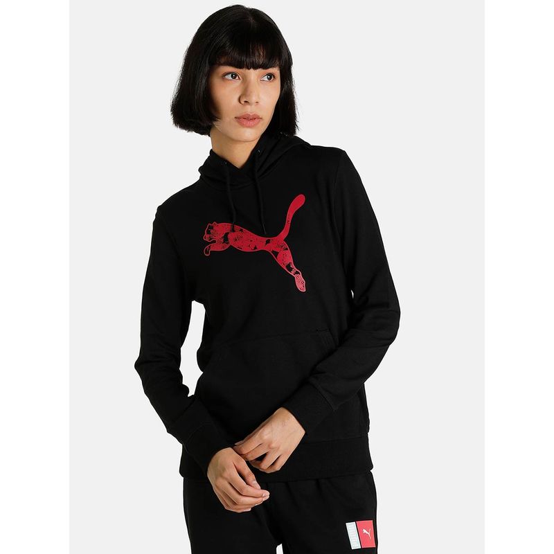 Puma Graphic Womens Black Hoodie (XS)