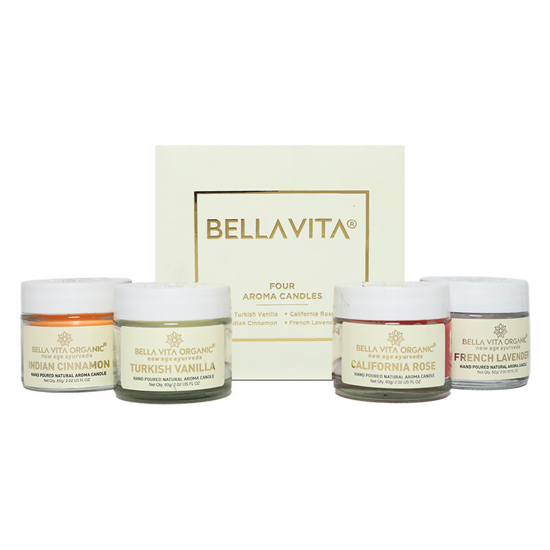 Buy Bella Vita Organic Vanilla Cinnamon Lavender & Rose Aroma Candles ...