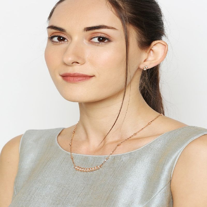 Buy Mahi Dual Side Spikes Ethereal Solitaire Crystal Pendant Set for Women Online