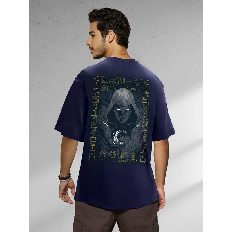 Bewakoof Mens Blue Moon Knight Graphic Printed Oversized T-Shirt (S)