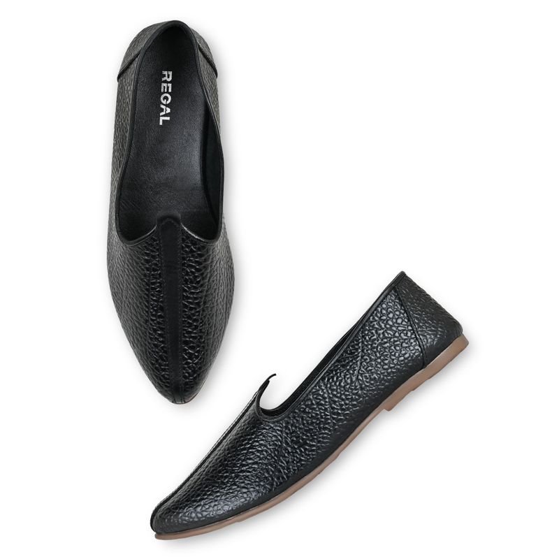 REGAL Black Men Leather Mojris (UK 6)