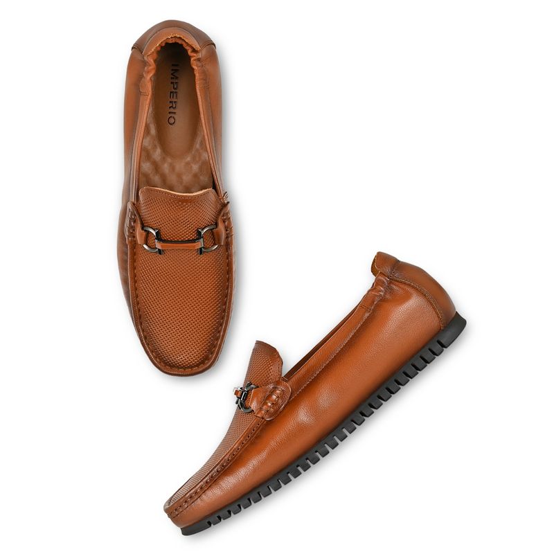 Imperio Tan Men Leather Comfort Loafers (UK 7)