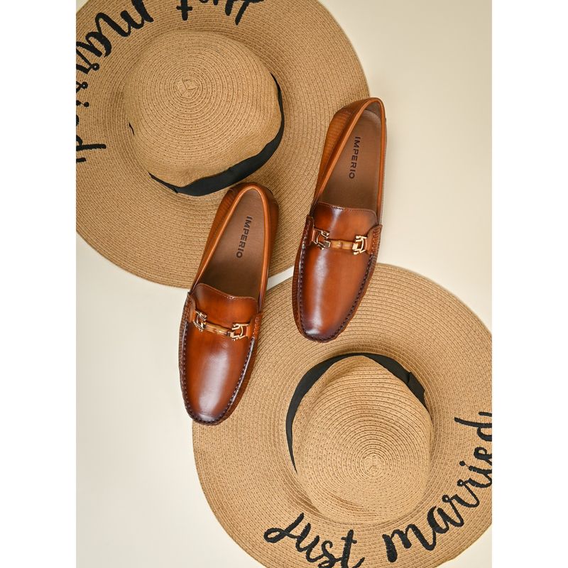 Imperio Tan Men Casual Leather Loafers (UK 6)