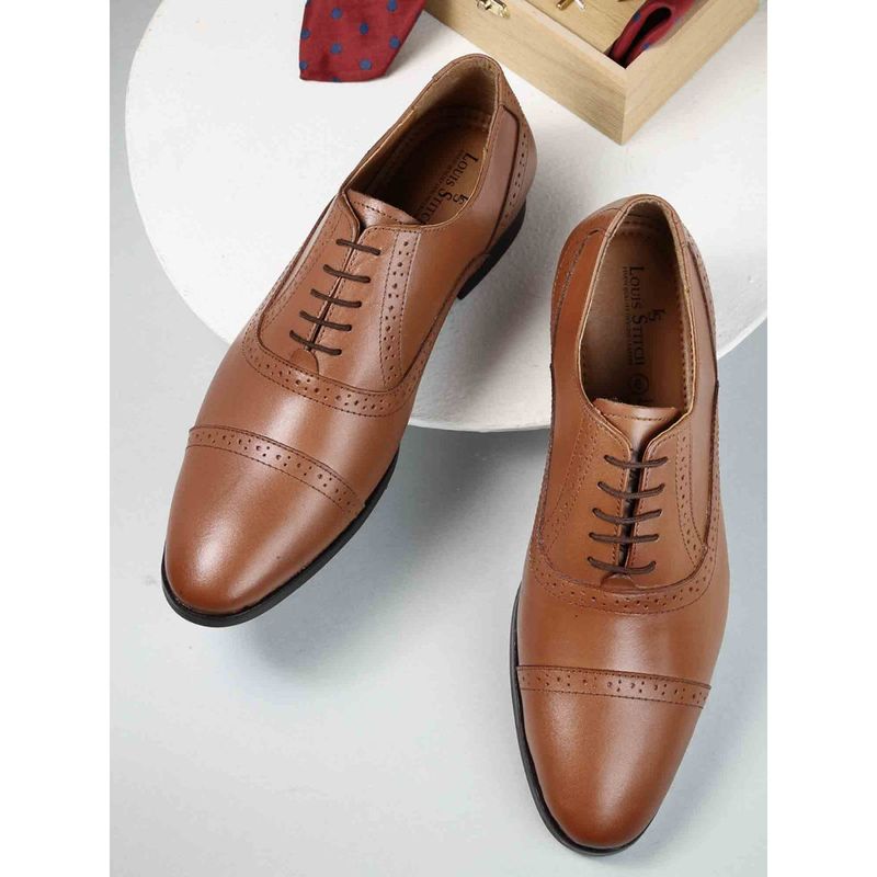 Louis Stitch Cinnamon Brown Oxford Italian Leather Handcrafted Textured Shoes for Men (UK 10)