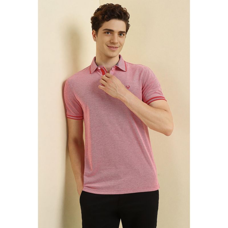 Allen Solly Men Red Cotton Blend Regular Fit Polo T-Shirt (S)