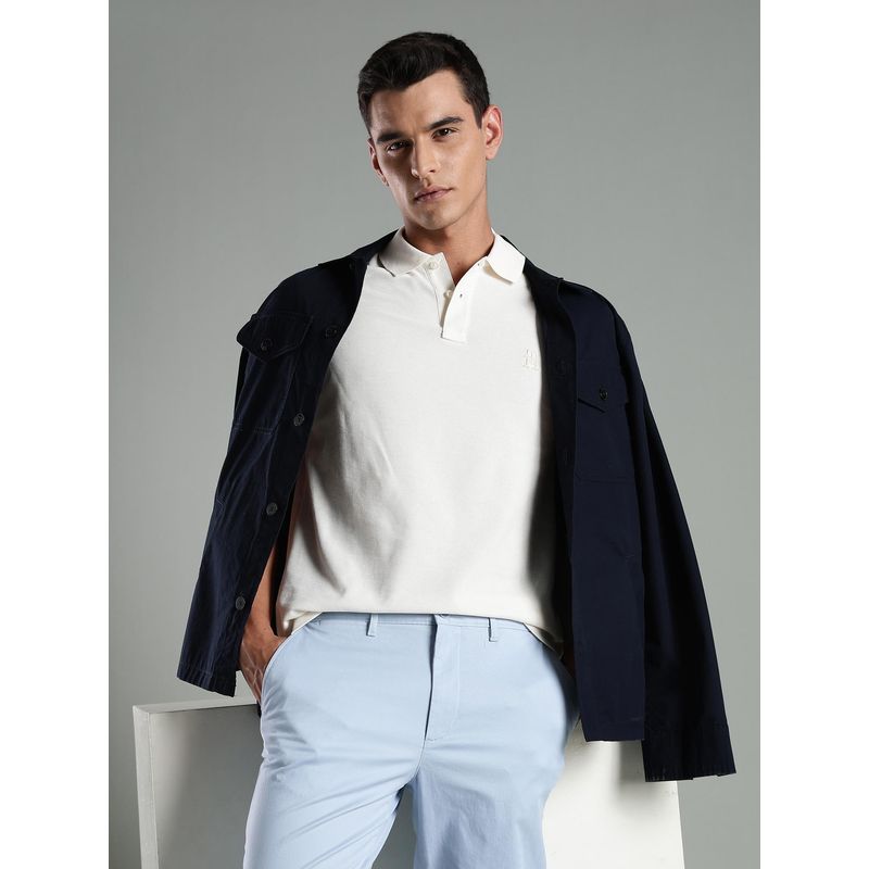 Tommy Hilfiger Men Off White Cotton Regular Fit Polo T-Shirt (XS)