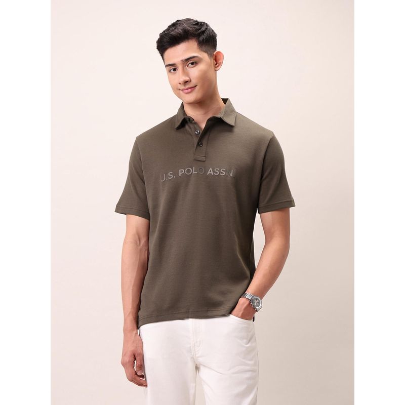 U.S. Polo Assn. Denim Co. Men Brand Embossed Outdoor Polo T-Shirt (M)