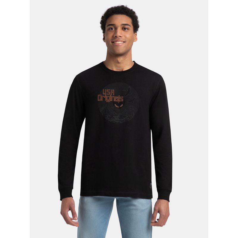 Jockey Us82 Men Super Combed Cotton Graphic Round Neck T-Shirt - Deep Olive (S)