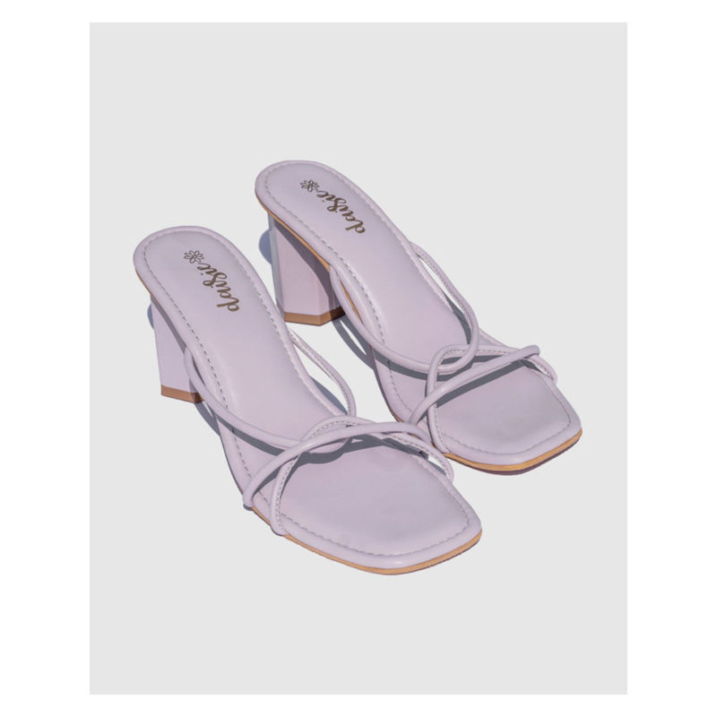 Daisie Solid Blue Tangled Patterned Evening Hexagon Heels (Euro 39)