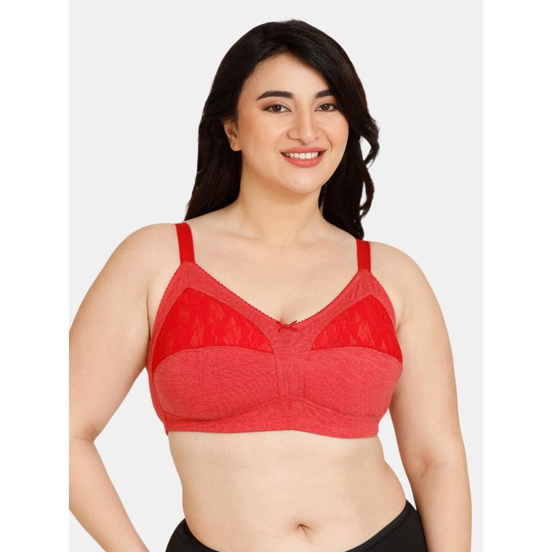 Zivame Rosaline Everyday Double Layered Super Support Bra - Barbados Cherry (32D)