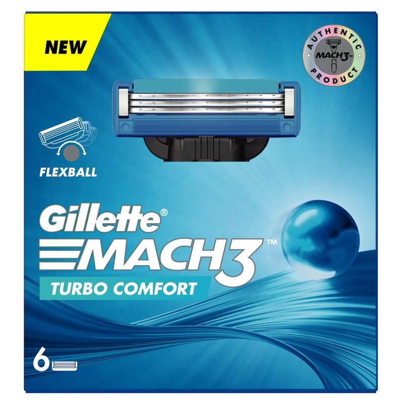 Buy Gillette Mach Turbo 3 Shaving Blades (Pack Of 6 Cartridges) Online