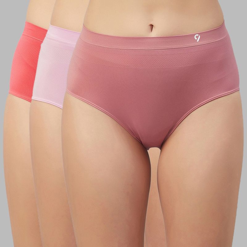 C9 Airwear High Rise Solid Seamless Hipster Panty Combo For Lady - Multicolor (Pack of 3) (S)