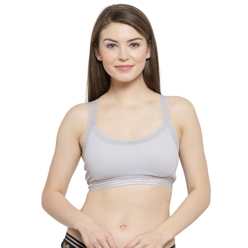 PrettyCat Padded Bralette Cum Sports Bra - Grey (32B)