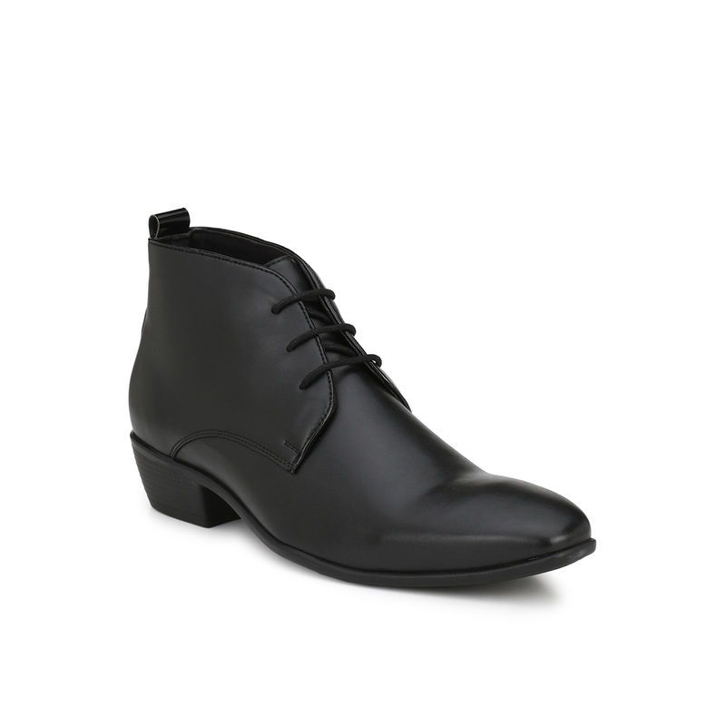 Delize Solid Black Lace-Up Chelsea Boots (UK 8)