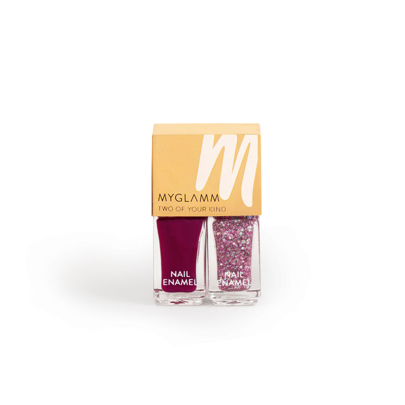 MyGlamm Two Of Your Kind Nail Enamel Duo Glitter Collection - Party Parade