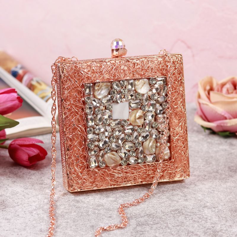Rose gold crystal 2025 clutch