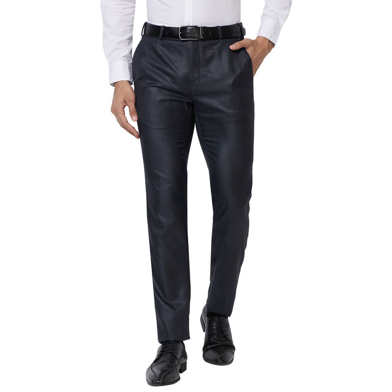 Raymond Slim Fit Solid Navy Blue Formal Trouser (32)