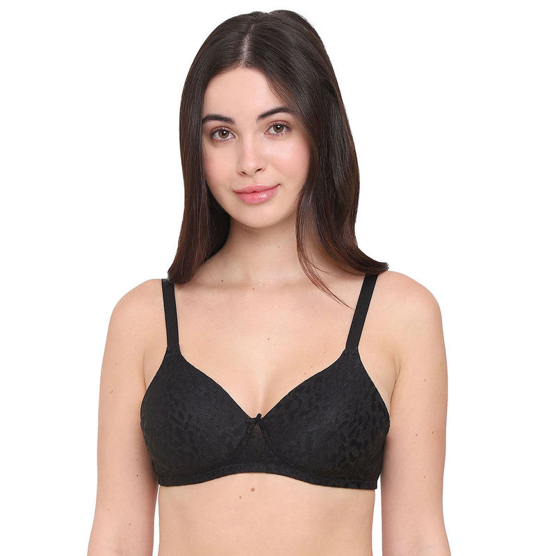 Wacoal Womens Basics Bliss Padded Non-Wired 3/4Th Cup Everyday Wear Lace Bra - Black (34B)