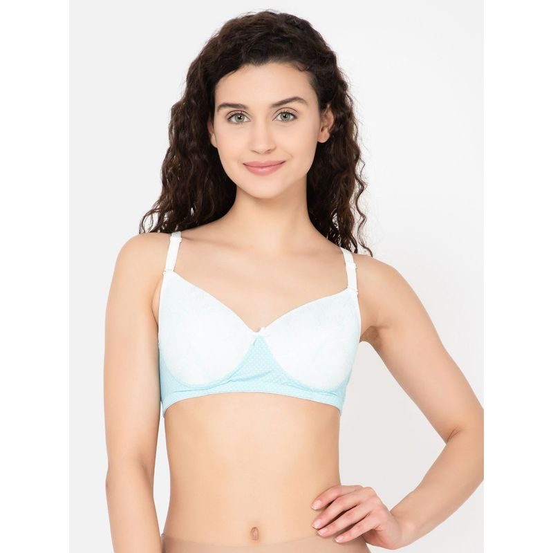 Clovia Polyamide Solid Padded Full Cup Wire Free Everyday Bra - Light Blue (38C)