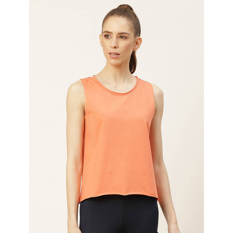 Kica Cotton High Neck Tank Top - Coral