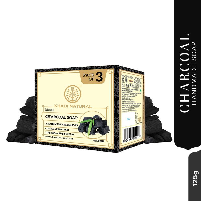 Buy Khadi Natural Charcoal Handmade Soap Reduce Acne & Blackheads (Pack