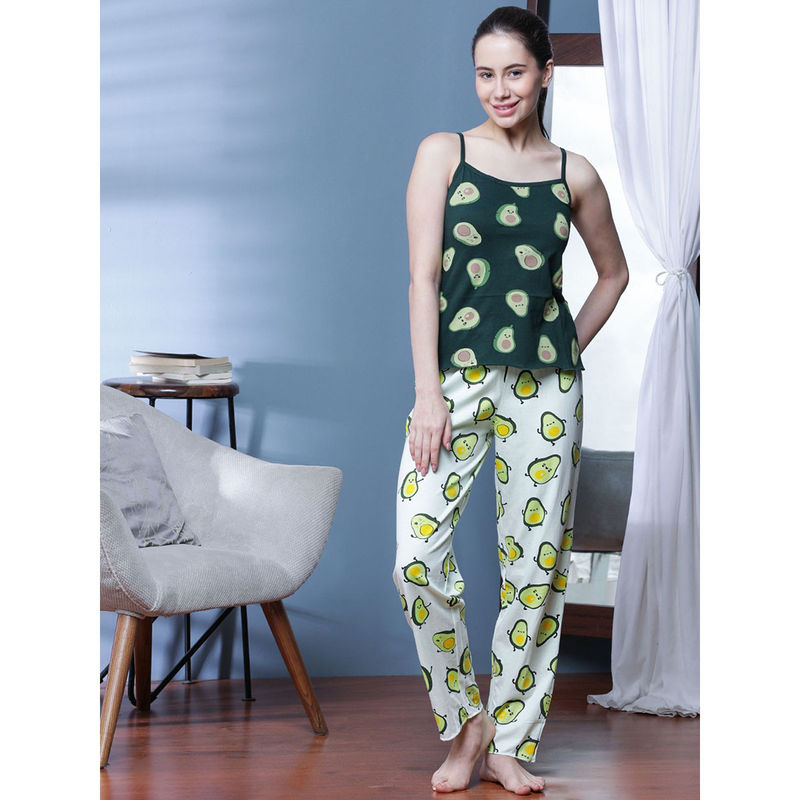 Slumber Jill Avo Cuddle Green Cami Top with Pyjama (Set of 2) (XS)
