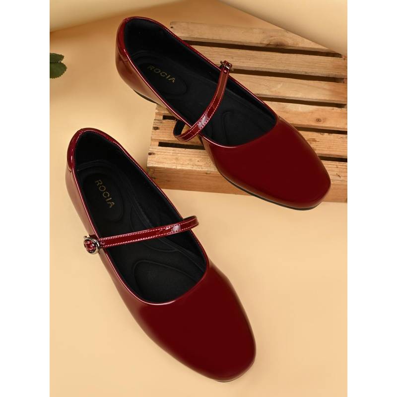 ROCIA Maroon Woven Classy Patent Ballerina (EURO 36)