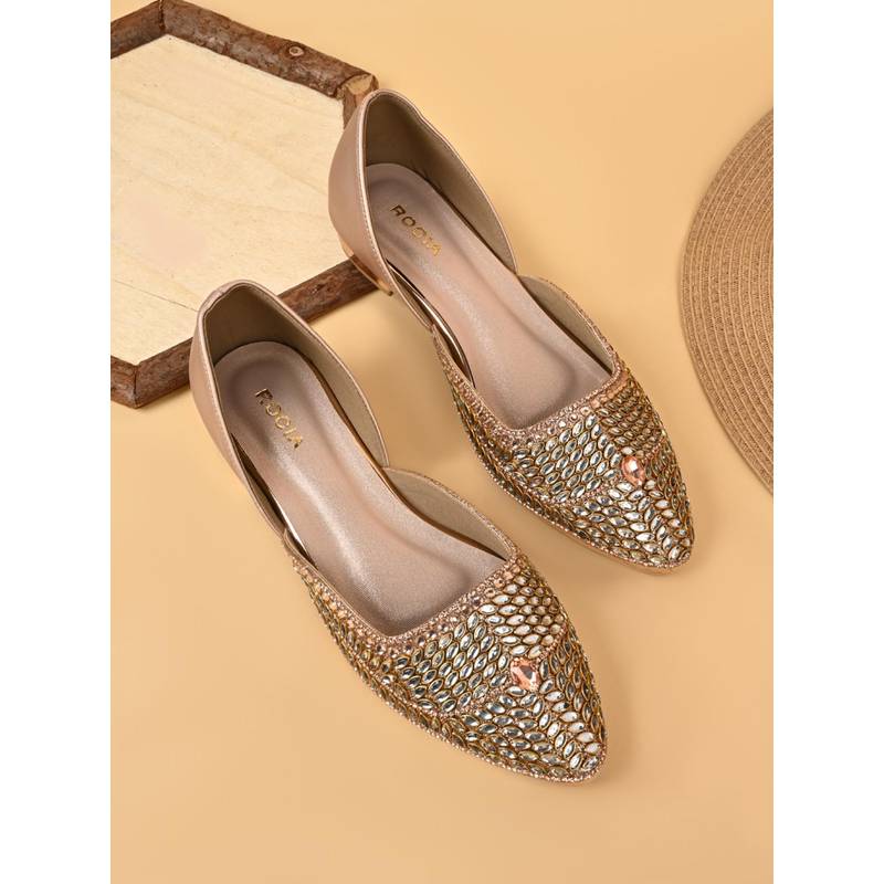 ROCIA Rose Gold Women Juttis (EURO 36)