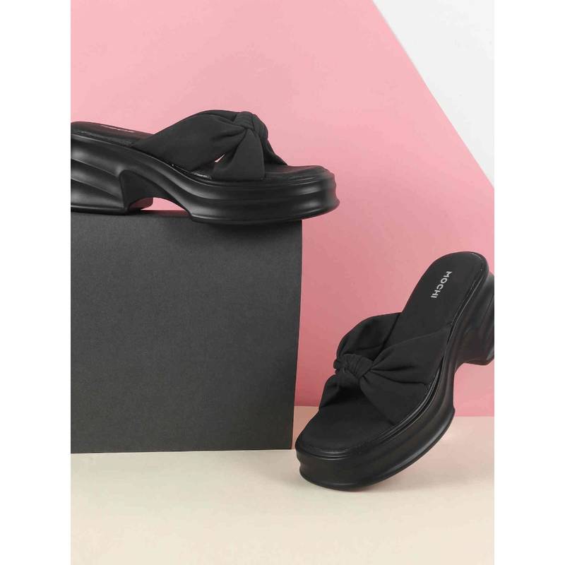 Mochi Women Black Casual Platform Heels (EURO 40)