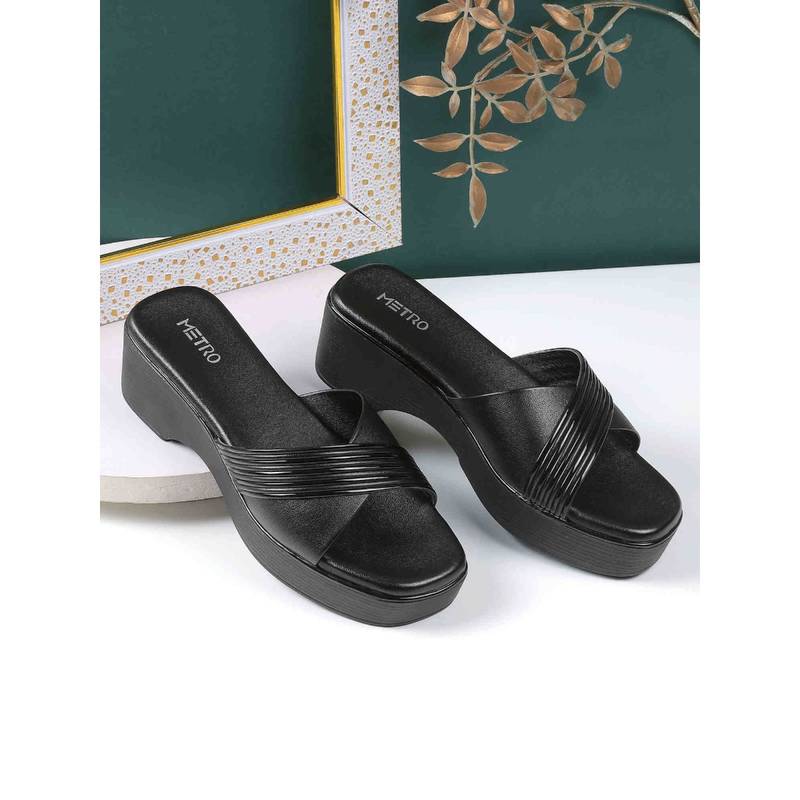 Metro Women Black Casual Platform Heels (EURO 36)
