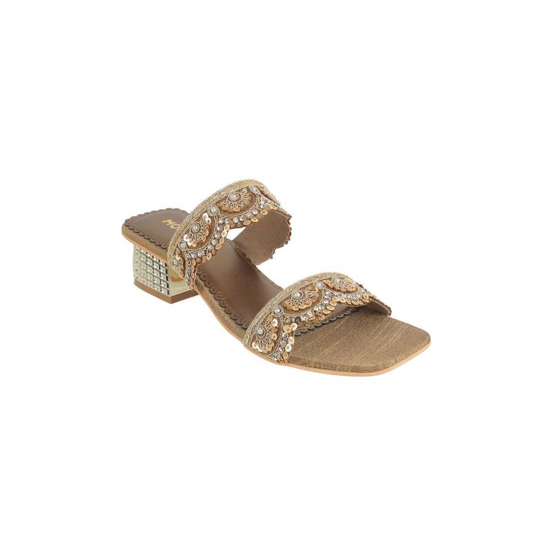 Mochi Women Gold Party Block Heels (EURO 36)