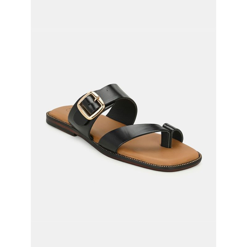 EGOSS Sevilla Genuine Leather Buckled Black Formal Sandals for Men By Lafattio (UK 11)