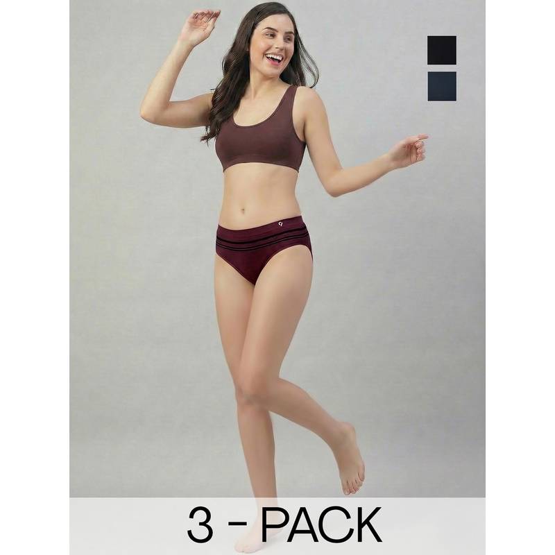 C9 Airwear Multi-Color Stripes Polyamide Regular Briefs (Pack of 3) (L)
