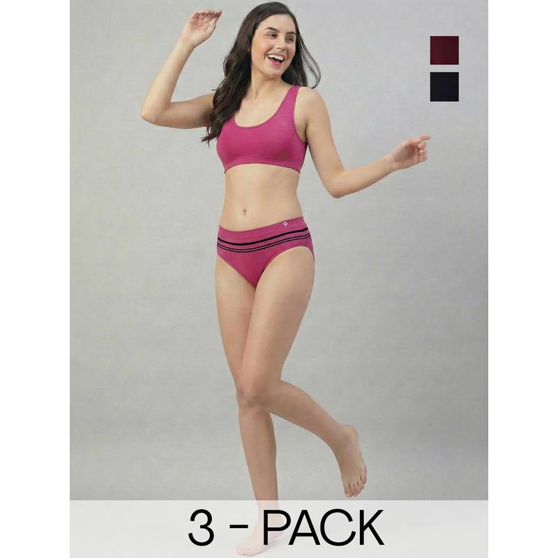C9 Airwear Multi-Color Stripes Polyamide Regular Briefs (Pack of 3) (L)