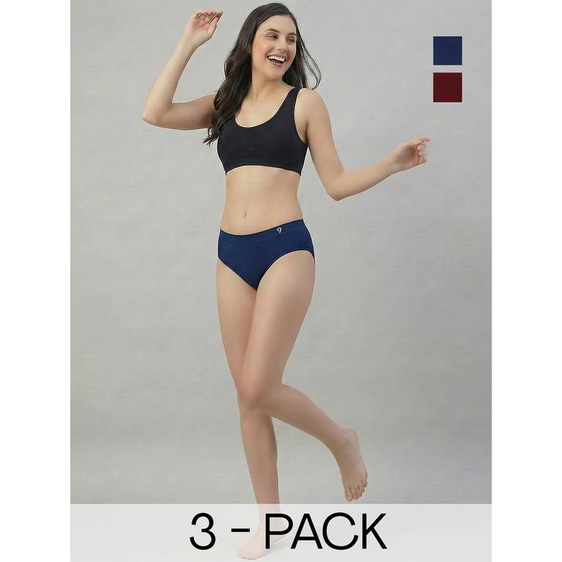 C9 Airwear Multi-Color Solid Polyamide Regular Briefs (Pack of 3) (XL)