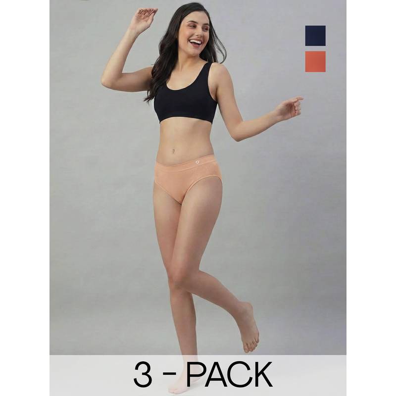 C9 Airwear Multi-Color Solid Polyamide Regular Briefs (Pack of 3) (L)