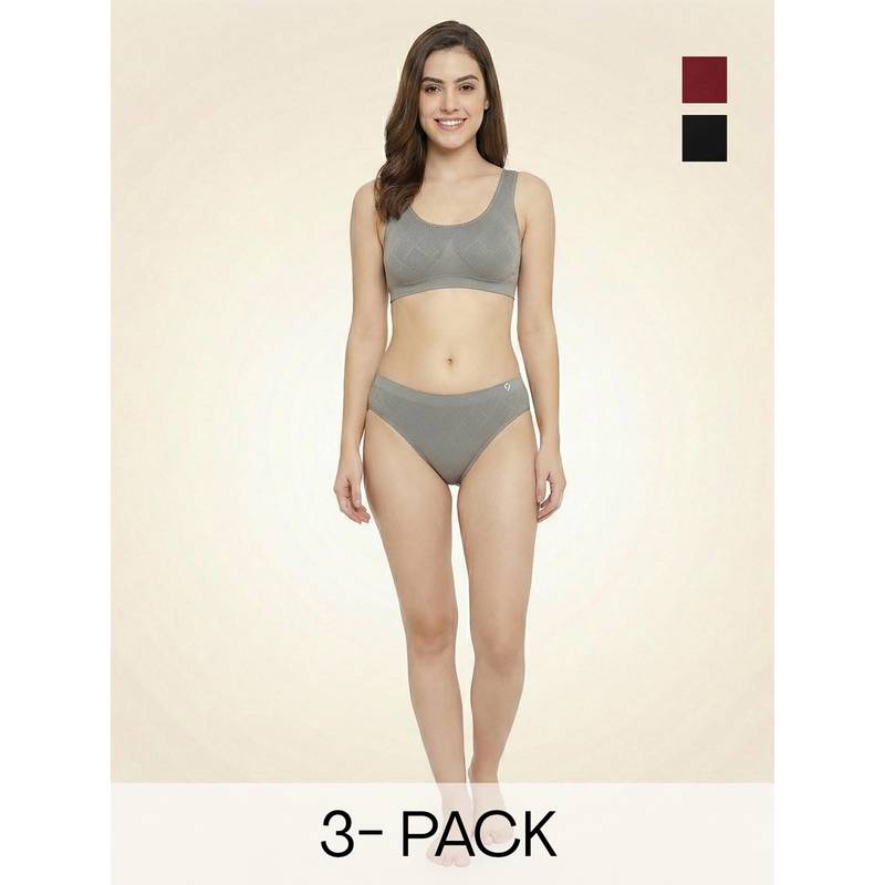 C9 Airwear Multi-Color Solid Polyamide Regular Briefs (Pack of 3) (L)